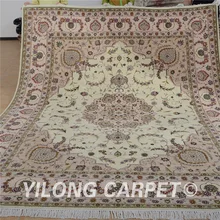 Yilong 8'x10' античный Тебриз ковер ручной вязки шерсть изысканная, Восточная бежевая шерсть турецкие ковры(1312