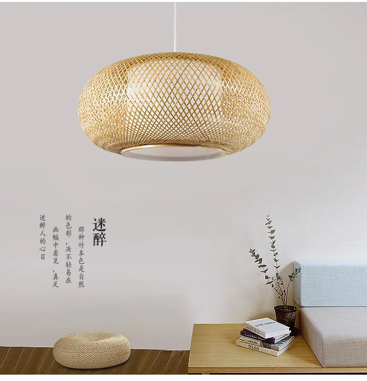 Круглый ручной вязки Bamboo ротанговый подвесной светильник шнур светильник деревенский Азиатский татами в японском стиле лампы Luminaria