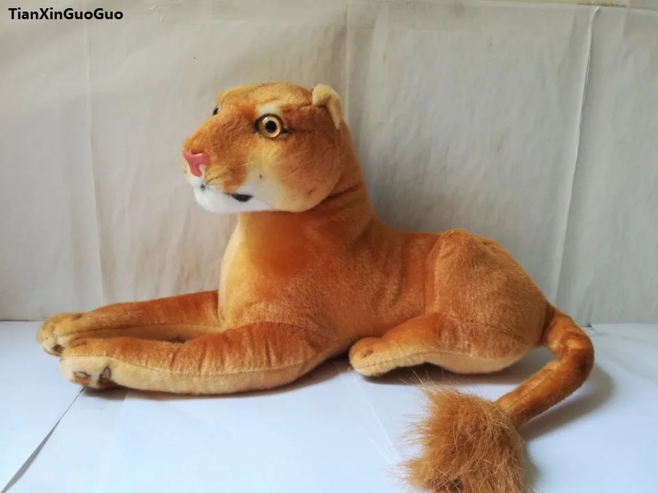 about 40cm lovely simulation lion plush toy prone female lion soft throw pillow Christmas gift w0117