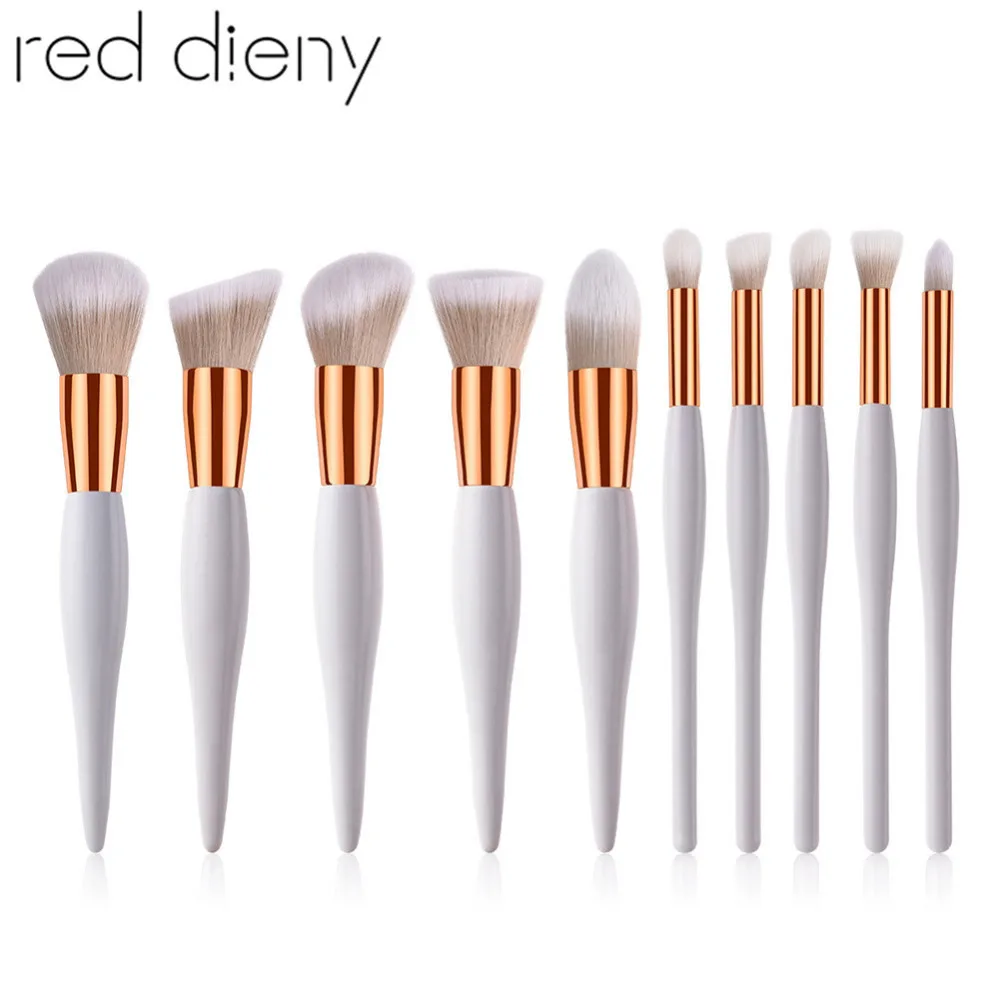 

10pcs Makeup Brushes Cosmetic Tools Set Blender Foundation Face Powder Eye Shadow Eyebrow Contour Blusher Make Up Brushes Kit