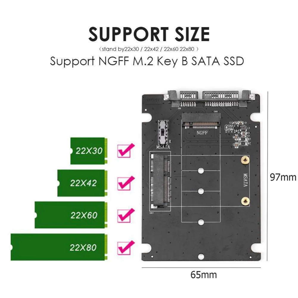 Адаптер переходник 2 в 1 mSATA SATA NGFF M.2 на SATA3 SSD диск HDD/SSD аксессуары для MACBOOK|Платы