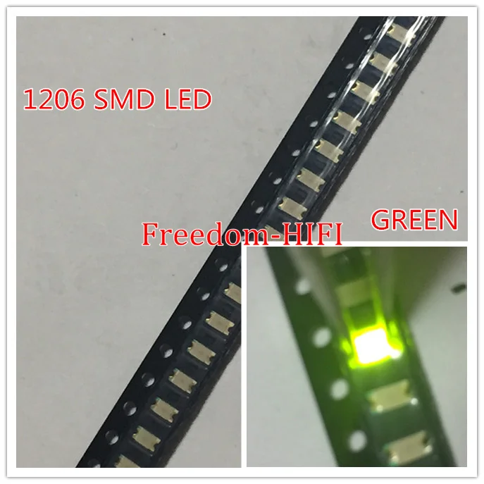 100 шт SMD 1206 светодиодный ОД зеленый супер яркий светоизлучающие диоды 3 2 1 6 нм 70