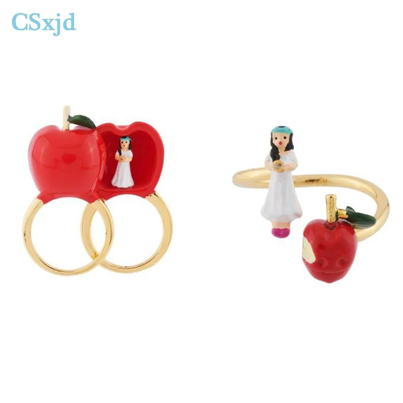 CSxjd luxury Ring Enamel Snow poison Apple Rings