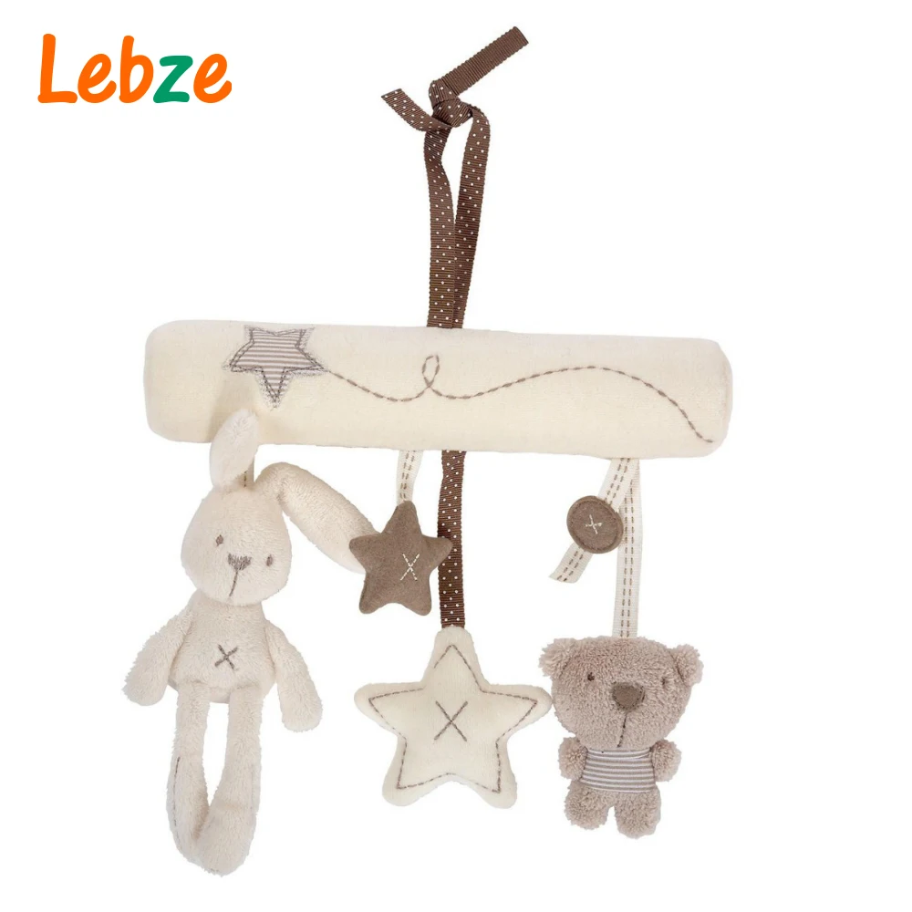 Детские кроватки игрушки Детская кроватка музыкальный мобиль мягкий плюшевый кролик коляска висит игрушка-погремушка новорожденных