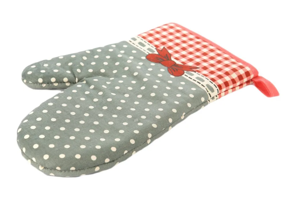 Cute Bow Bowknot Polka Dot Grid Oven Mitt Cooking Mitts Pot Holder Cute Bow Bowknot Polka Dot Grid Oven