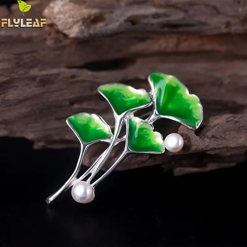 

Flyleaf Green Drop Glaze Ginkgo Leaves Pins Brooches For Women Original Hand Lady Fashion Party Brooch Jewelry