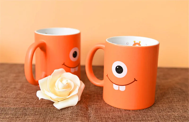 300 мл керамическая кружка и чашка для детей, милая очаровательная чашка с одним глазом для молока и кофе, кружка для путешествий, кружки оранжевого цвета, подарок для ребенка