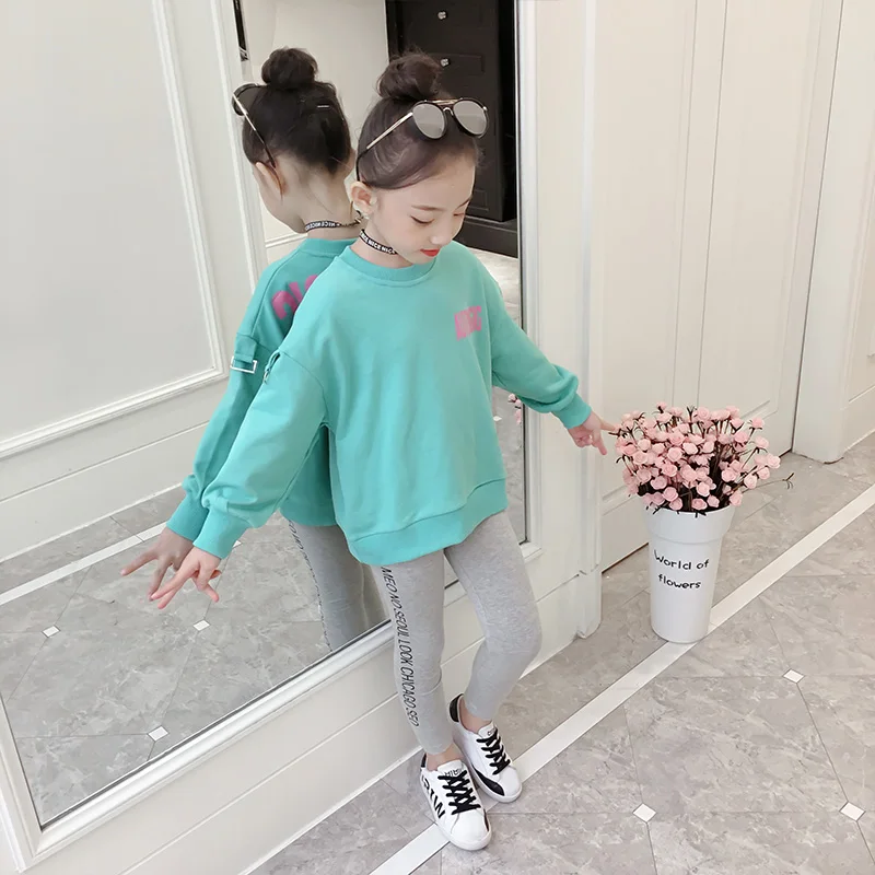 ثوب أطفال الفتيات الصحية خزانة دعوى ، جديد الربيع الملابس 2019 اثنين المألوف الاطفال والفتيات الرياضية نمط الدعاوى