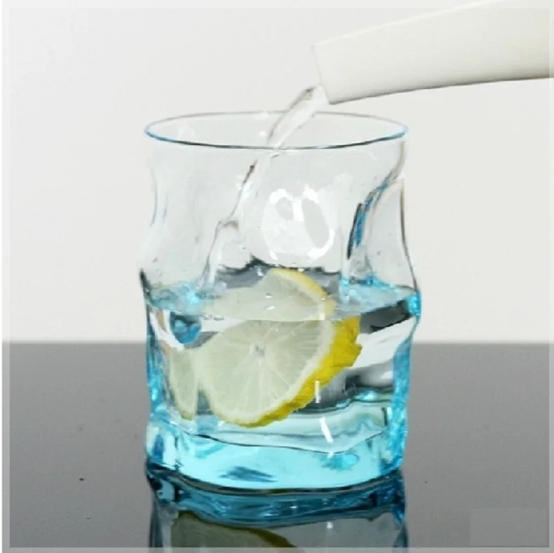 

Italy blue transparent glass juice cup creative color cup lovers cup