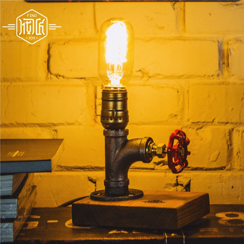 

New RH Vintage Edison Loft Style Desk Lamp Novelty Iron Water Pipe Table Light For Room's Crafts Bedroom Study Room Escritorio