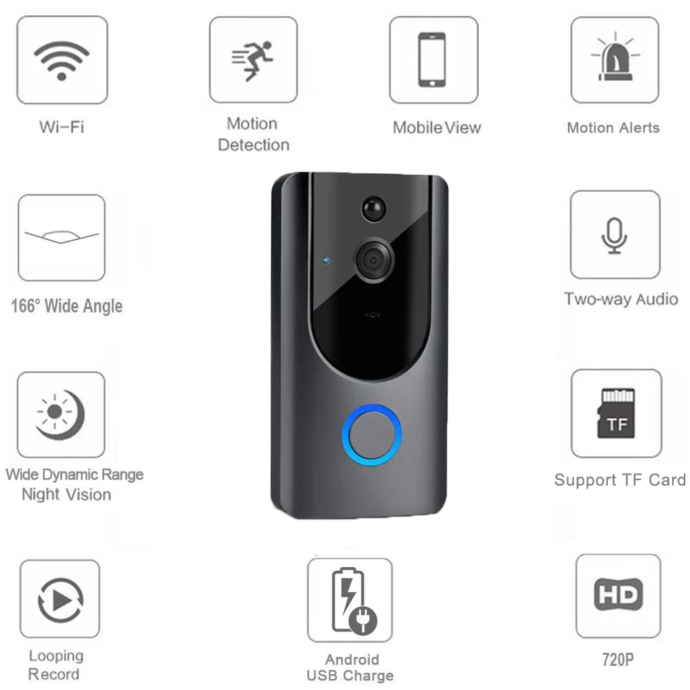 

Home Security smart video door phone wireless wifi peephole wifi door bell camera for villa