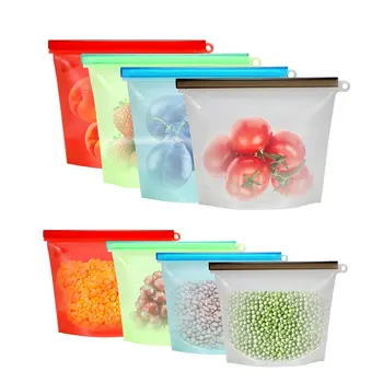 

Silicone Food Bag Fresh Sealed Reusable Preservation Storage Bags for Vegetable Liquid Airtight Ziplock Kitchen Container