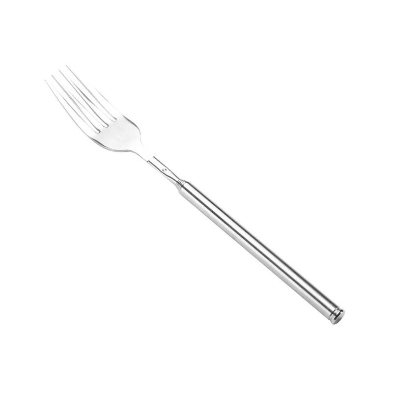 

High Quality Extendable Telescopic Long Handle Fork Stainless Steel Cutlery Food Dinner Extends Nov22