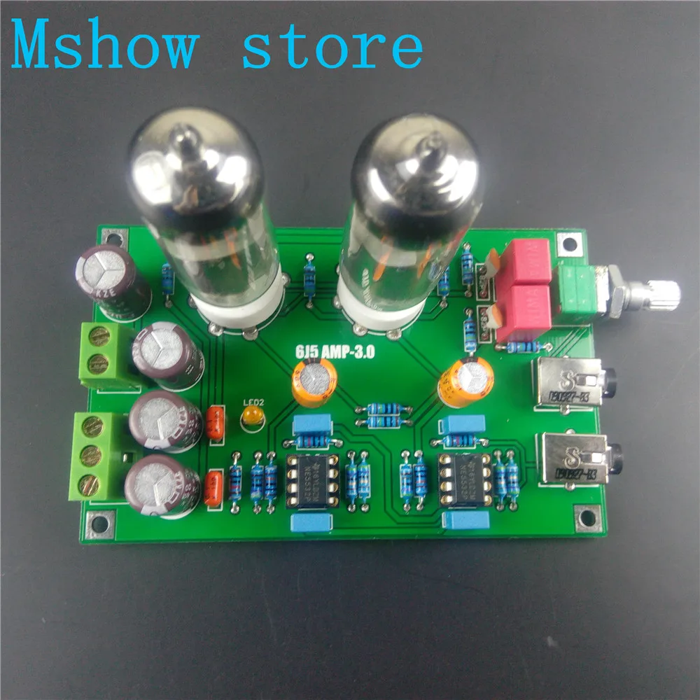Mshow класс A 6J5 вакуумный ламповый предусилитель HIFI усилитель для наушников стерео аудио собранная плата и протестированная