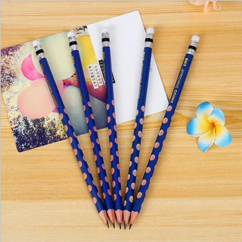

12PCS Correction Grip Hole Pencil Student Exam Triangle Bar HB Black with Eraser Pencil Learning Office Supplies