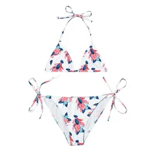 Женский комплект для серфинга с цветочным принтом, популярная пляжная одежда из двух частей, женский сексуальный пляжный комплект большого размера без стальной поддержки