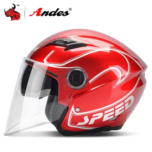 US $37.16 Andes Motorcycle Helmet Summer Unisex Scooter Helmet Windproof UV Protection Flip Up 2 Visors Motoc