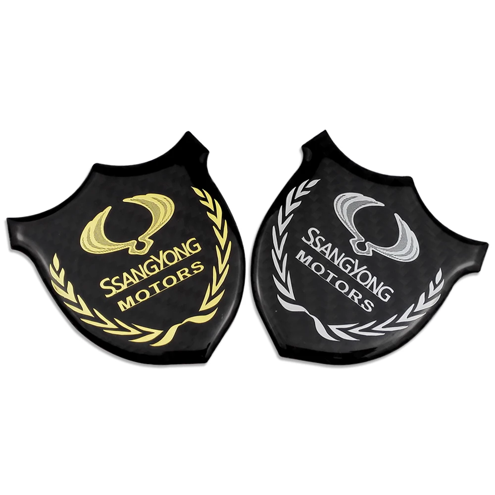 

Auto Decal Car Accessories For Ssangyong Actyon Rexton Kyron Korand Rodius Chairman Car Styling Carbon Fiber Emblem Anti Scratch