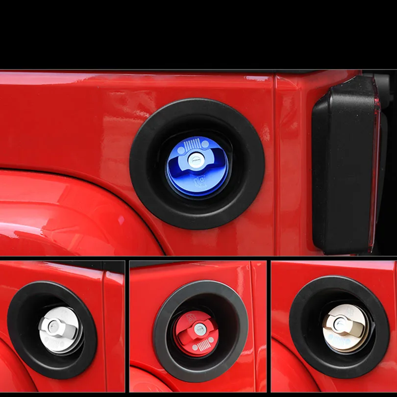 Алюминий внутренняя топлива Наполнитель двери газ крышкой бака Кепки для Jeep Wrangler JK& Неограниченное 2/4 двери(синий и красный цвета цвета: золотистый, серебристый