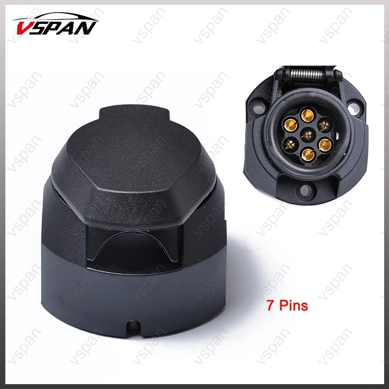 2pcs Trailer Plug 7Pins Adaptor for Caravan Camper Trailer 12n Round