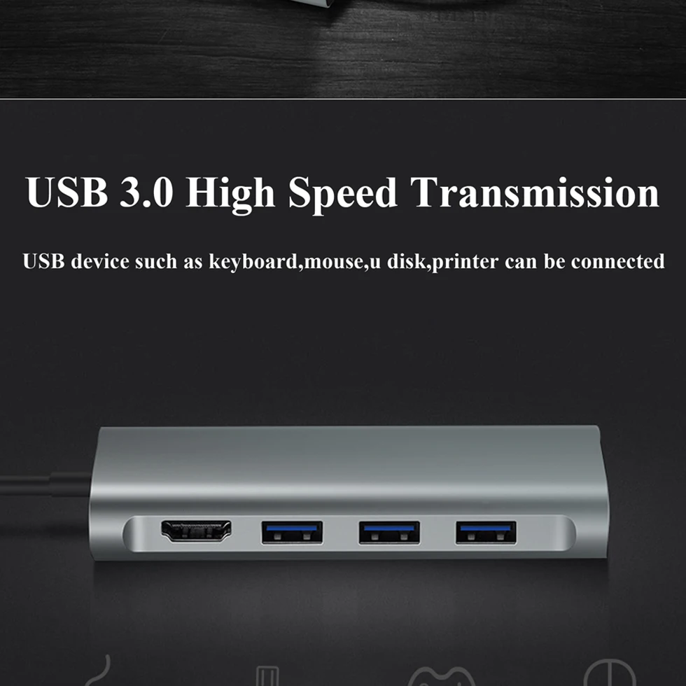 Док-станция для ноутбука USB C type-C к USB 3,0*3 RJ45 SD TF PD адаптер для MacBook samsung Galaxy S9/S8/S8+ концентратор type C