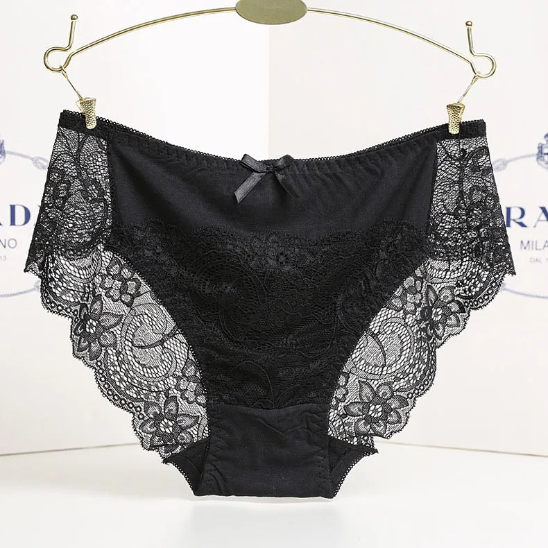 Womens Sexy Patchwork Lace Seamless Panties Femme Comfortable Cotton Crotch Modal  Briefs Underwear Pants Knickers Tangas Lingeries (29)