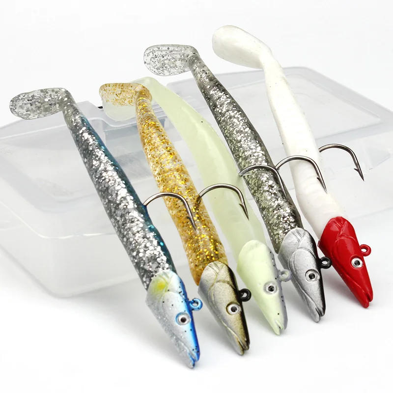 

5Pcs/lot Jig Fish Head Sinking Fishing Lure 11cm/22g Fresh Salt Water Natural Live Vivid Body Jigging Soft Bait with Single Hook