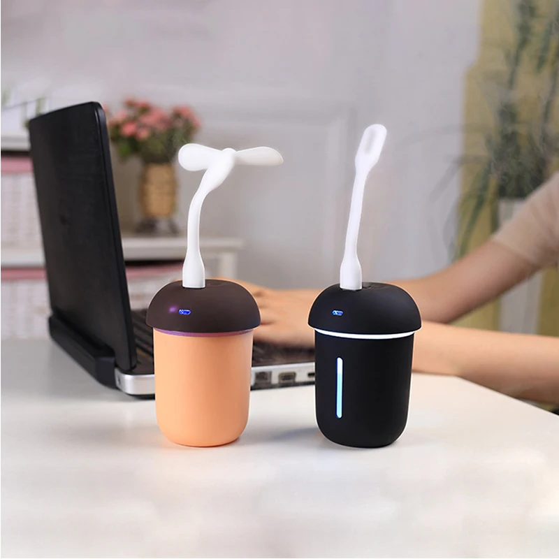 

Newest Cartoon Air Humidifier 200ML Auto Power Off Portable Air Diffuser Mist Maker Fogger With USB Fan And LED Light Humidifier