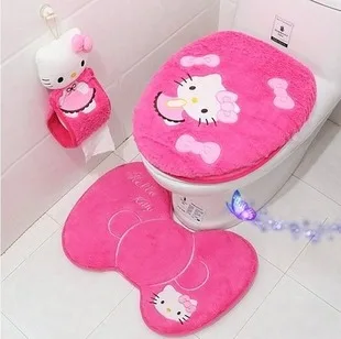 Online Hello Kitty Bathroom Set Toilet Cover Mat Holder Hello Kitty Bathroom Set Toilet Cover Mat Holder Closestool Lid Products Accessories Sets 4pcs S
