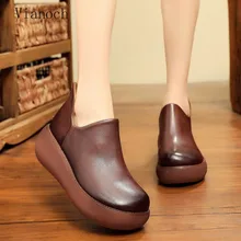Модная новинка; повседневная обувь на платформе; женские оксфорды из натуральной кожи; слипоны на плоской подошве; Женская обувь в винтажном стиле; wo1808107