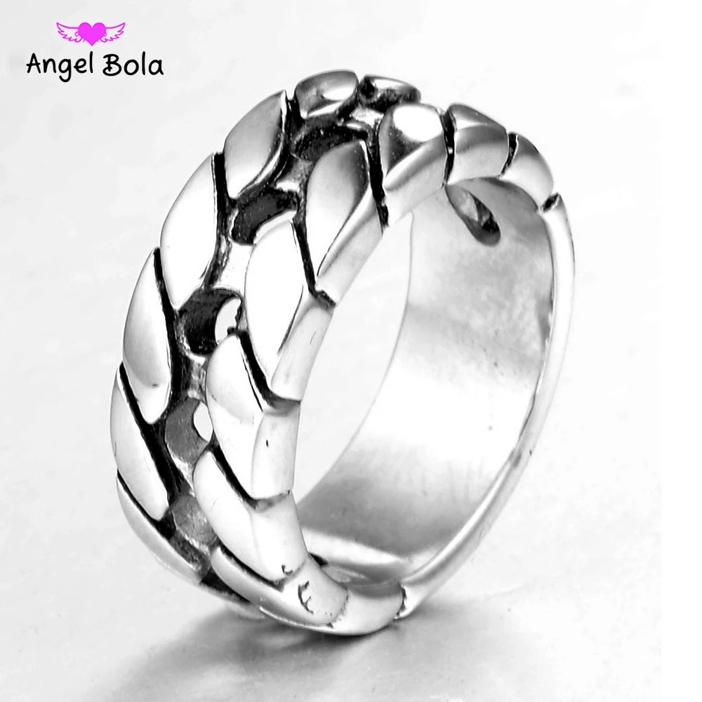 

Hot Sale Finger Art Retro Buddha Ring Punk Biker Jewelry Wide Chain Buddha Titanium Stainless Steel Ring with Logo Bud-0119