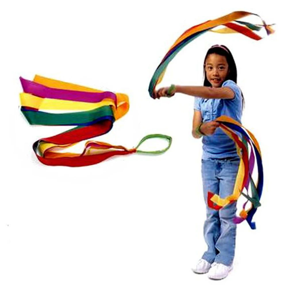 Ideal Gymnastics Training Equipment for Pretend Play Exercise Hoola Hoop Kids W/ Dance Ribbon for Gymnast Detachable Size Adjustable Plastic Colourful Fitness Toy Hoop Dance Wreath Girls & Boys 