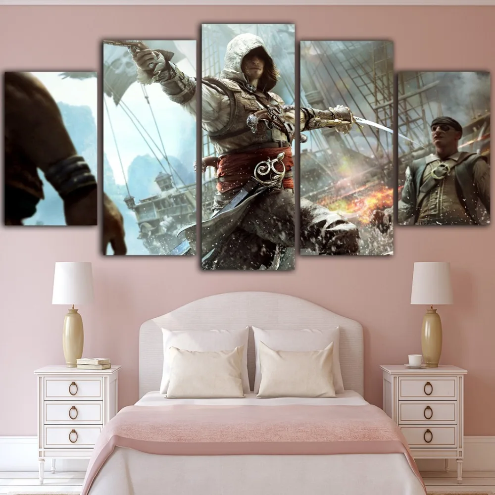 5 шт. Cuadro Decorativo Assassins Creed холст художественные настенные картины для гостиной живопись настольная игра картина плакаты искусство