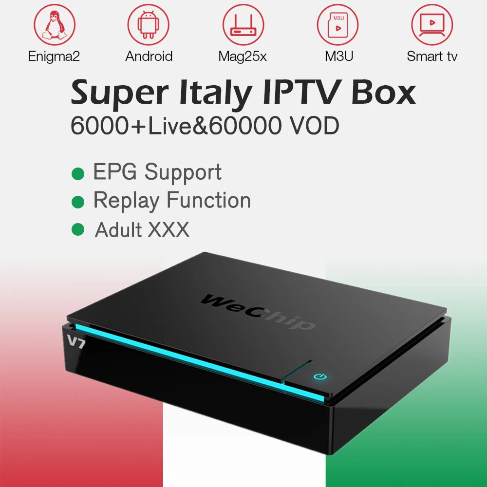 

Best Italian IPTV wechip v7 Android 7.1 TV Box Amlogic S912 Italy Germany Turkey Dutch Albanian IPTV XXX 3G 32G set top box