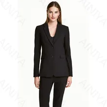 Blacj Womens Business Suits Blazers Female Office Uniform Two Button Ladies Trousers Formal Work Trouser Suits Custom Made