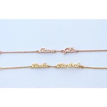 Розовое золото цвет двойной персонализированные именной браслет для женщин ювелирные изделия для тела именной браслет под заказ буквы подарочные браслеты с брелоками для влюбленных