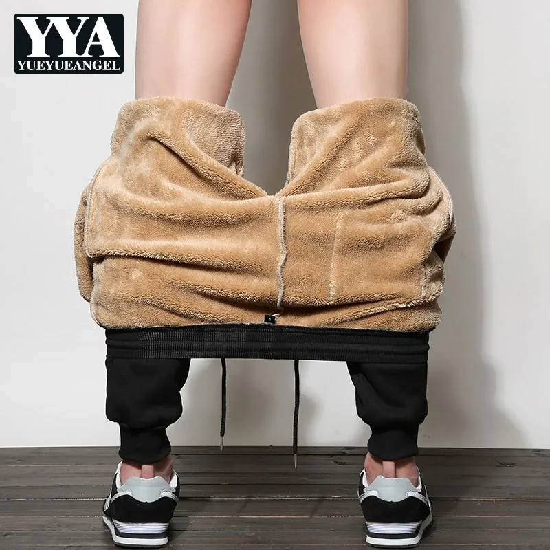 

Autumn Winter Korean Thick Fleece Slim Jogger Mens Pants Solid Trousers Male Warm Sweatpants Tracksuit Joggers Pantalon Homme