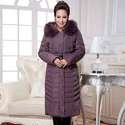 2018 зимнее пальто Для женщин женский Jacke плюс Размеры 5XL мех енота с капюшоном тонкий пуховик Для женщин X-длинная верхняя одежда, парки D134