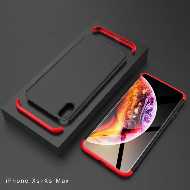 

Case for iPhone X XR XS Max Case 360 All-inclusive 3 in 1 Hard PC Matte Back Cover for iPhone X 6 6s 7 8 Plus Case Fundas Coque