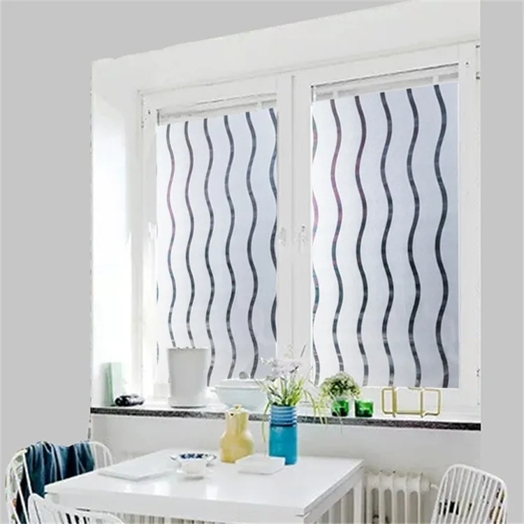 

2M Long Wave type pattern Opaque Frosted Decorative Window Film Vinyl Static Cling Self adhesive Privacy Glass Window Stickers