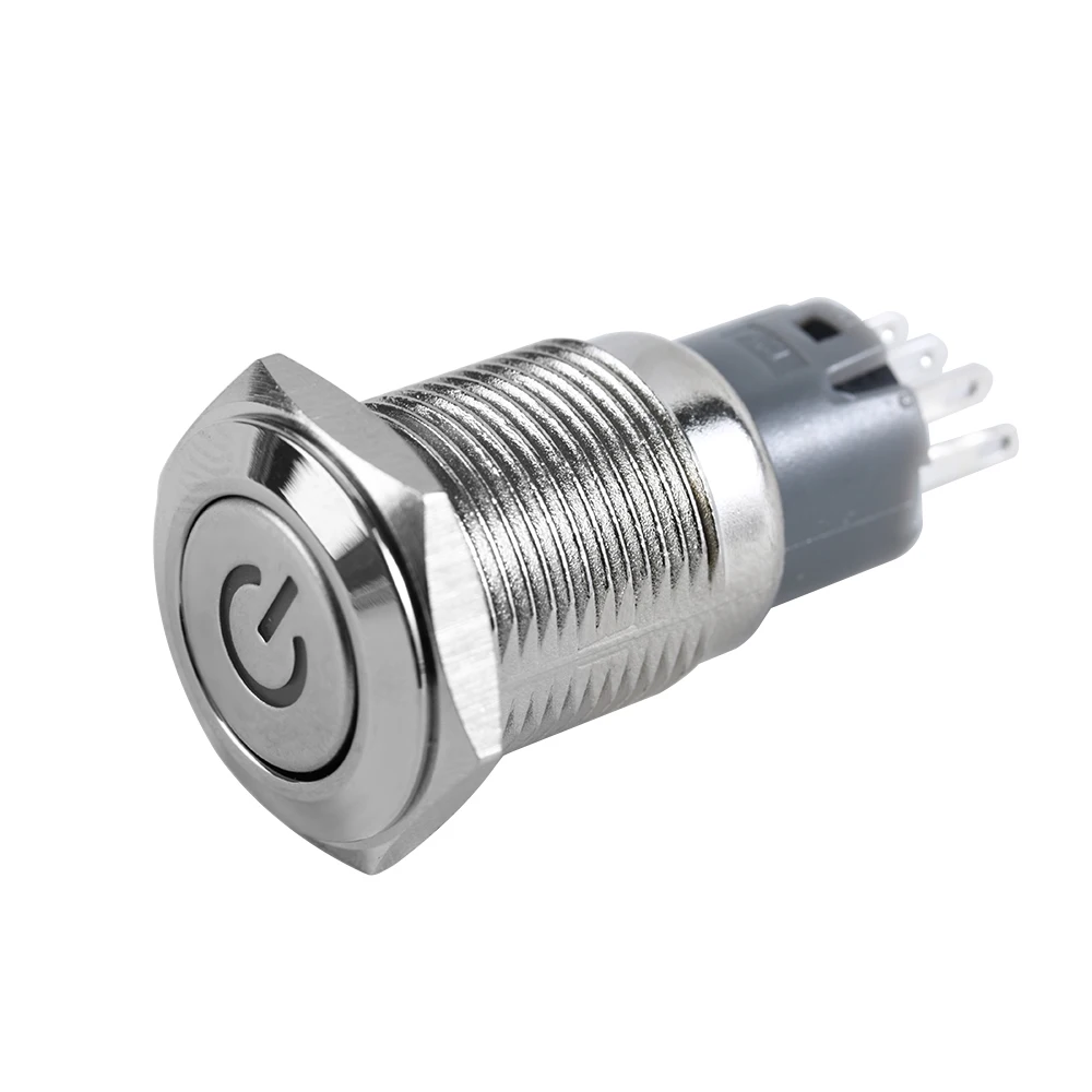 

1Pcs New Colorful LED Metal Power Push Button 16mm 12V Car Silver Aluminum LED Power Push Button Metal ON/OFF Switch Latch