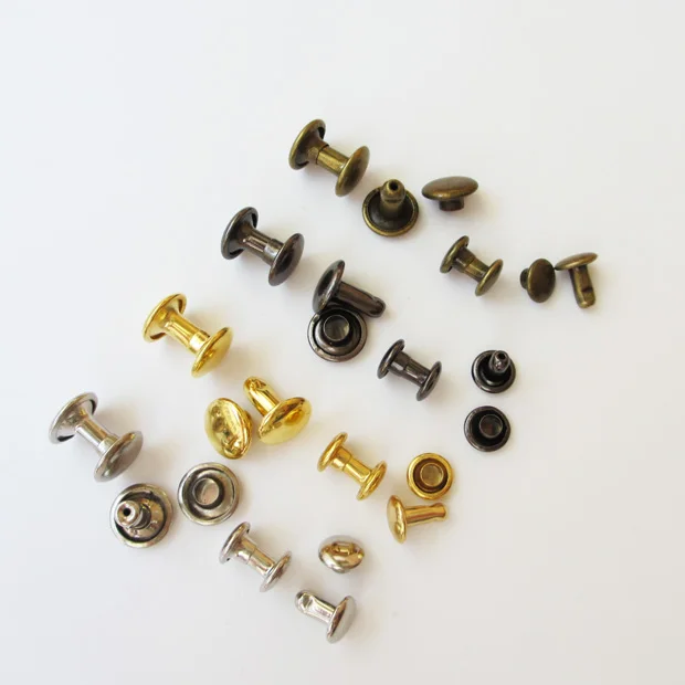 100pcs/lot Mix Color 7mm Double Cap Rivet Tubular Metal Leather Craft