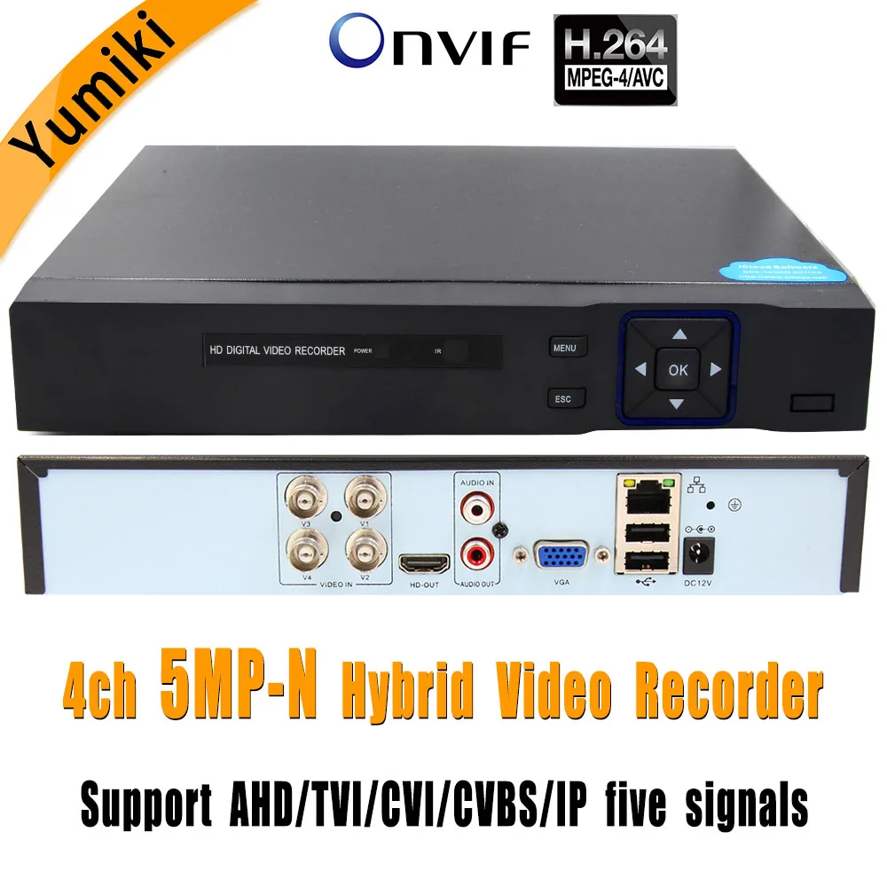 

5MP-N 5 in 1 4CH AHD/TVI/CVI/CVBS/IP DVR Security CCTV video recorder P2P VGA HDMI for ip camera xmeye with HDD