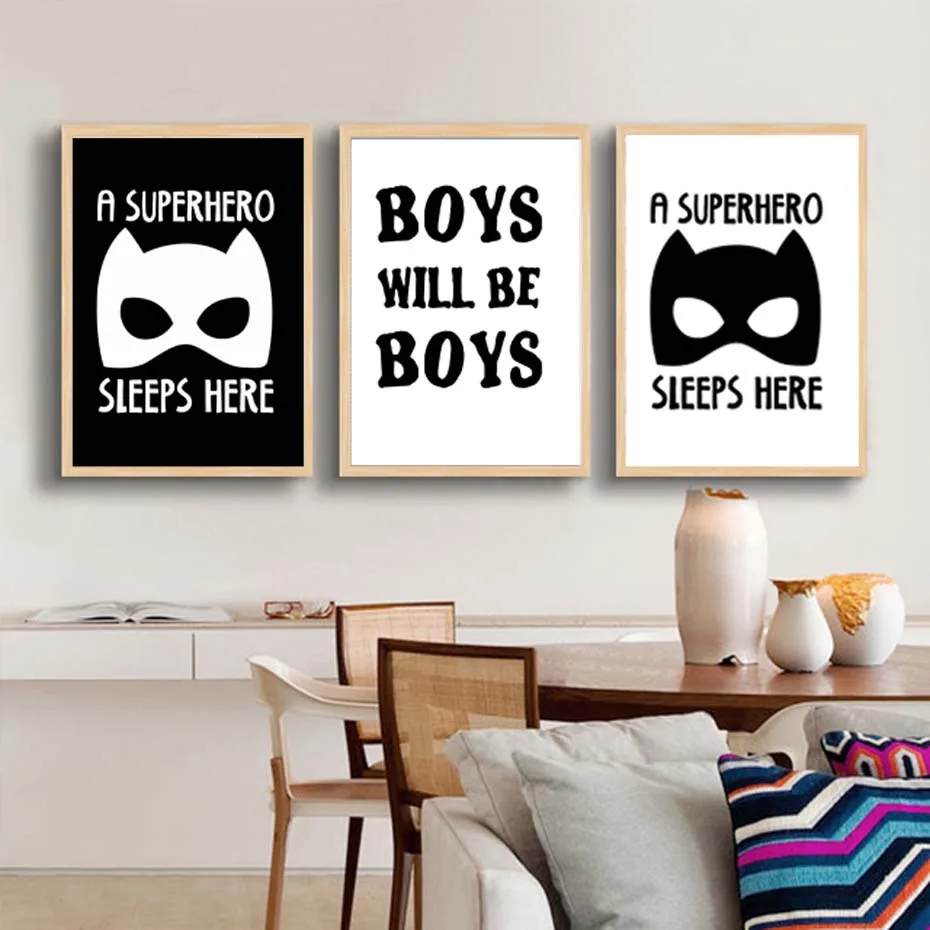 Boys Rule Wall Art Nursery Poster Funny Canvas Print Baby Bedroom