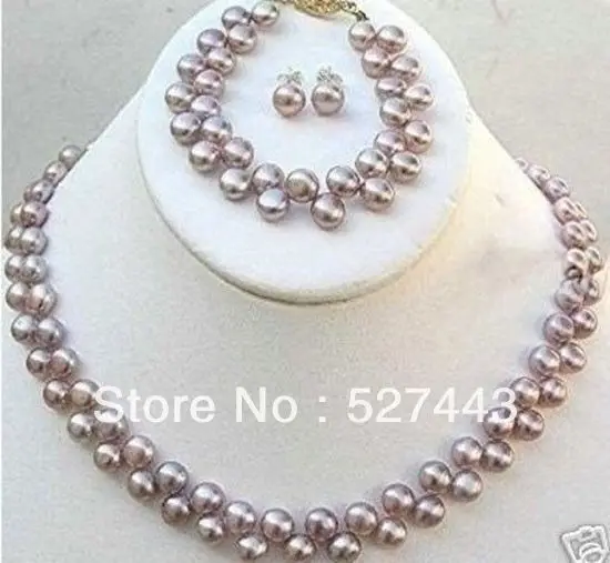 

Wholesale Genuine lavender Pearl Necklace Bracelet Sets hot