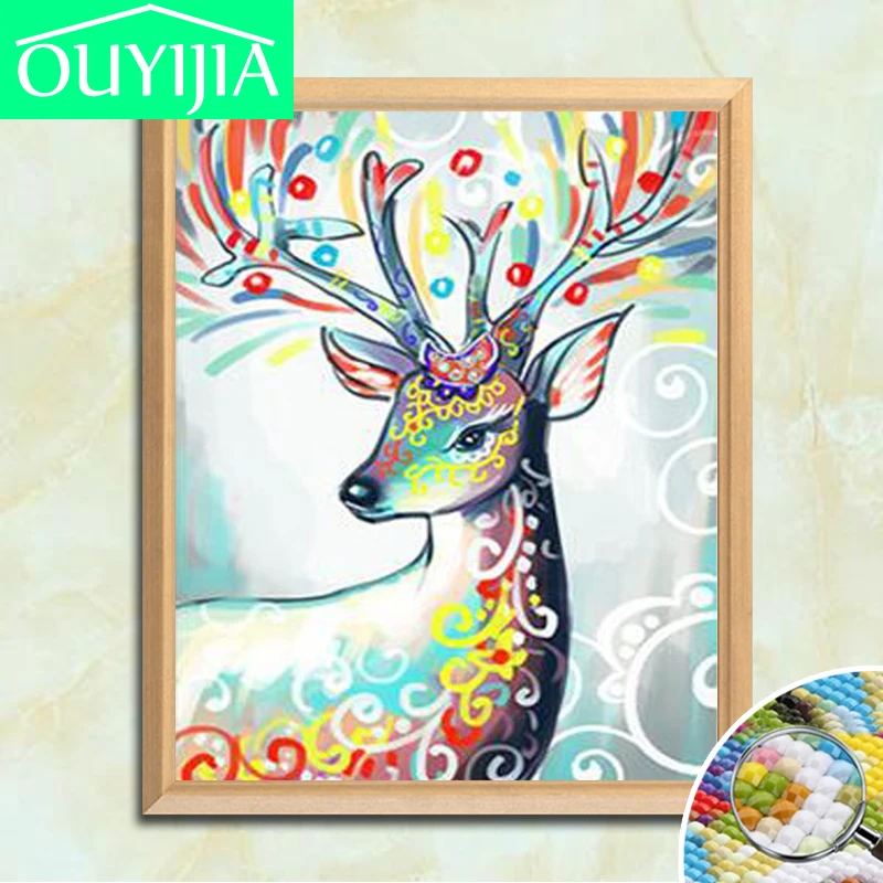 2018 New 5D Triple Diamond painting Full Square Mosaic DIY Cross-stitch Kit Elk Colorful Restaurant Home Decorative | Дом и сад