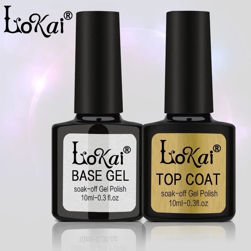 

Lokai Long Lasting No Clean Top Coat Base Coat UV Gel Nail Polish Varnish Sealer Manicure Soak off Top Base Nail Primer 10ml Gel