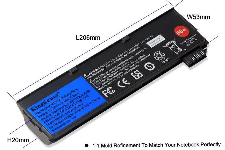 Kingsener-bateria do Portátil para Lenovo Thinkpad X270 X260 X240 X240s X250 T450 T470p T440s K2450 W550s 45n1136 45n1738 68 Plus - Imagem 4