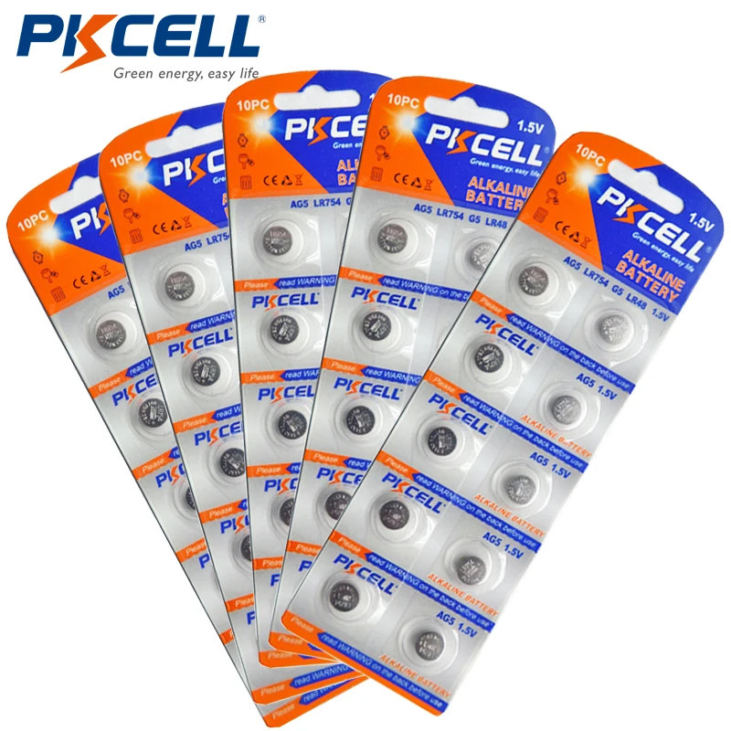 50 x PKCELL AG5 LR48/193/754 1 5 V 60mAH щелочные батареи для монет|battery operated patio lights|battery for palm prebattery