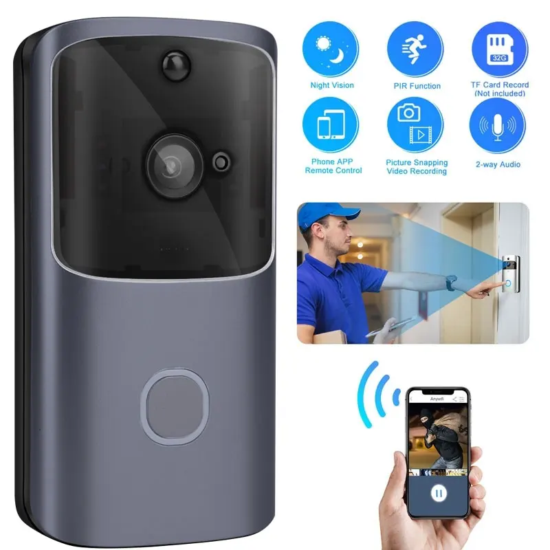 

Visual Video Doorbell Wide Angle Night Vision Intercom Ring Camera Home Security Multifunctional Camcorder APP Two Way Audio